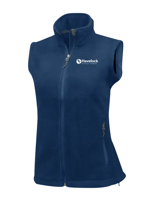 Navy Womens Fleece Vest w/Havelock Logo