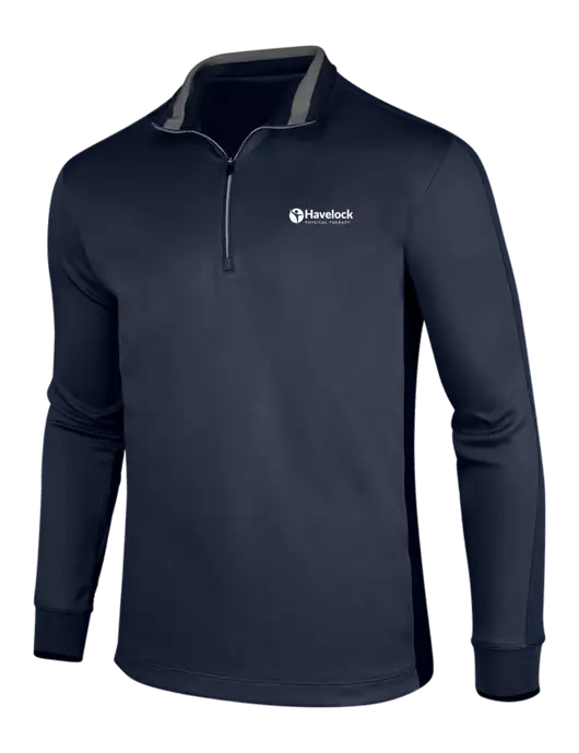 NIKE Midnight Navy Heather/Midnight Navy Dry-Fit 1/2 Zip Cover-Up w/Havelock Logo