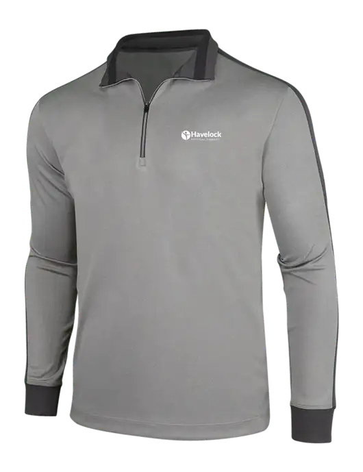 NIKE Athletic Grey/Heather Dark Grey Dry-Fit 1/2 Zip Cover-Up w/Havelock Logo
