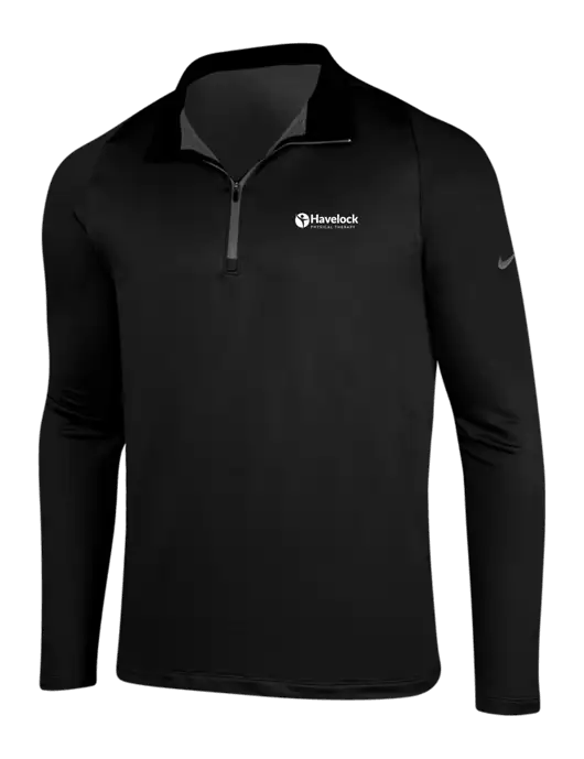 NIKE Black/Dark Grey Dry-Fit Stretch 1/2 Zip Cover-Up w/Havelock Logo