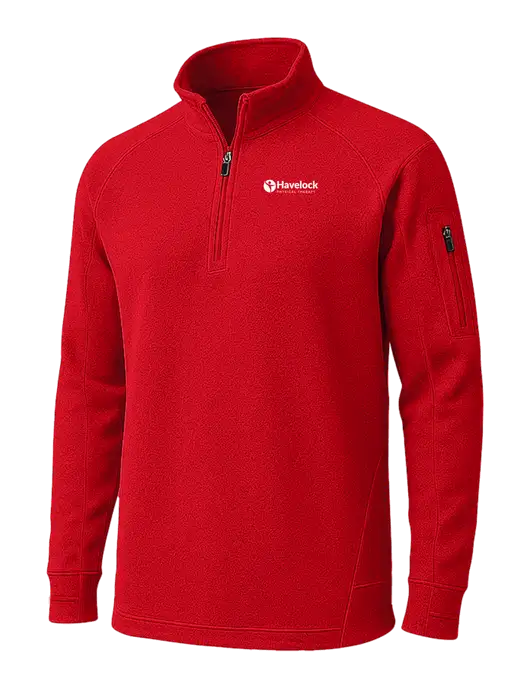 True Red Tech Fleece 1/4 Zip Pullover w/Havelock Logo