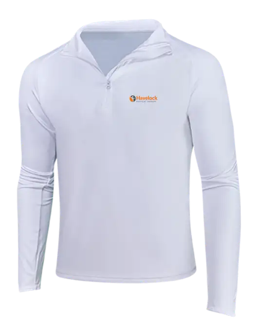 White Sport Wick Stretch 1/4 Zip Pullover w/Havelock Logo