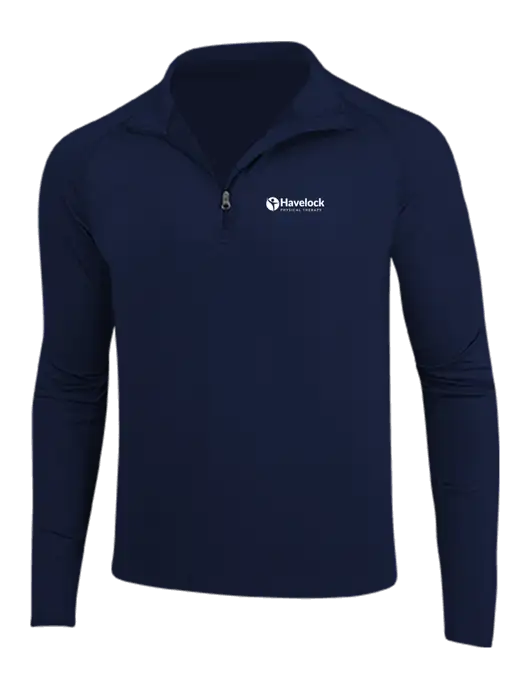 Navy Sport Wick Stretch 1/4 Zip Pullover w/Havelock Logo