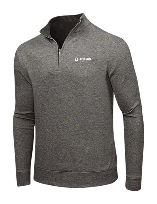 Charcoal Heather/Medium Heather Grey Interlock 1/4 Zip w/Havelock Logo
