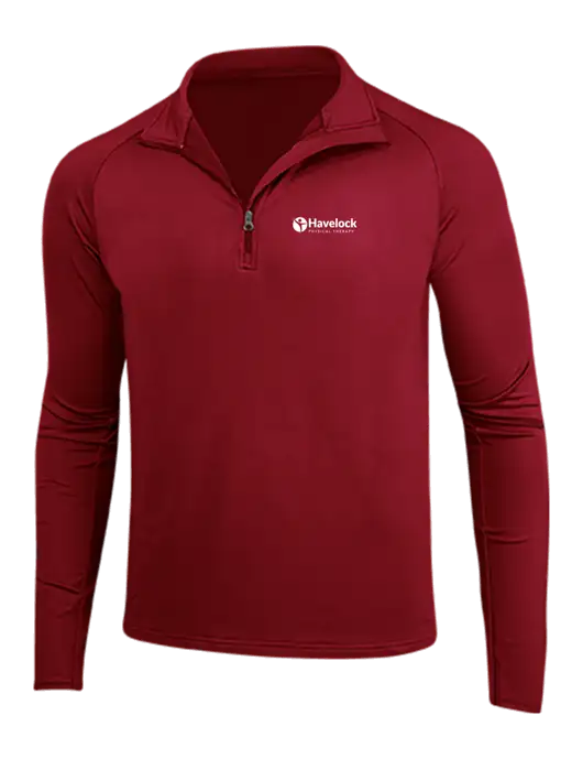 Red Sport Wick Stretch 1/4 Zip Pullover w/Havelock Logo
