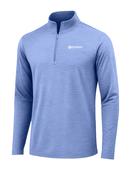 True Royal Heather Posicharge Tri-Blend Wicking 1/4 Zip Pullover w/Havelock Logo