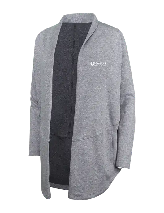 Medium Heather Grey/Char Heather Womens Interlock Cardigan w/Havelock Logo