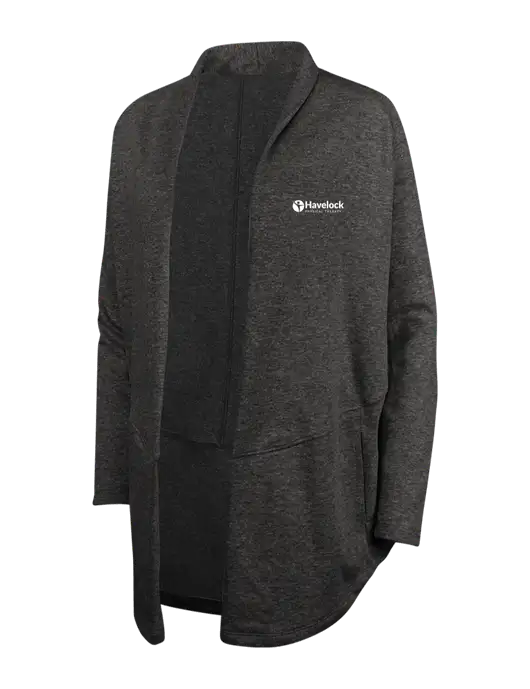 Charcoal Heather/ Medium Heather Grey Womens Interlock Cardigan w/Havelock Logo