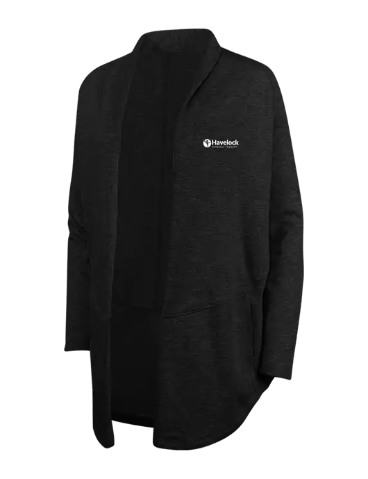 Deep Black/Charcoal Heather Womens Interlock Cardigan w/Havelock Logo