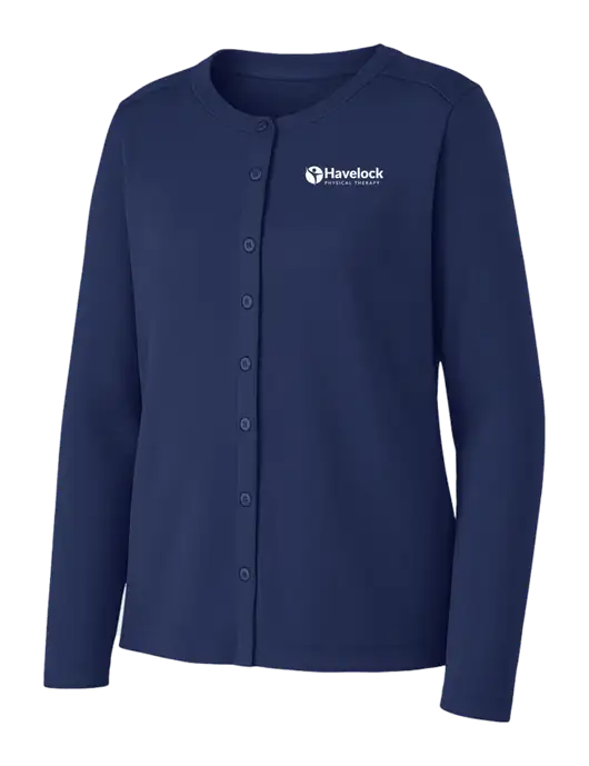 Dress Blue Navy Womens Concept Stretch Button-Front Cardigan Sweater w/Havelock Logo