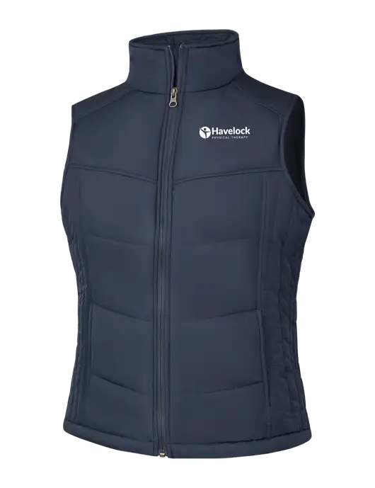  Womens Dark Slate/Black Puffy Vest w/Havelock Logo