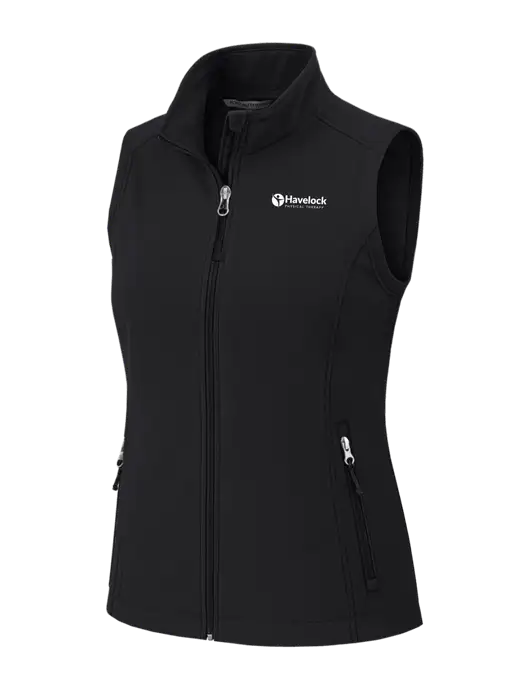 Black Womens Core Soft Shell Vest w/Havelock Logo