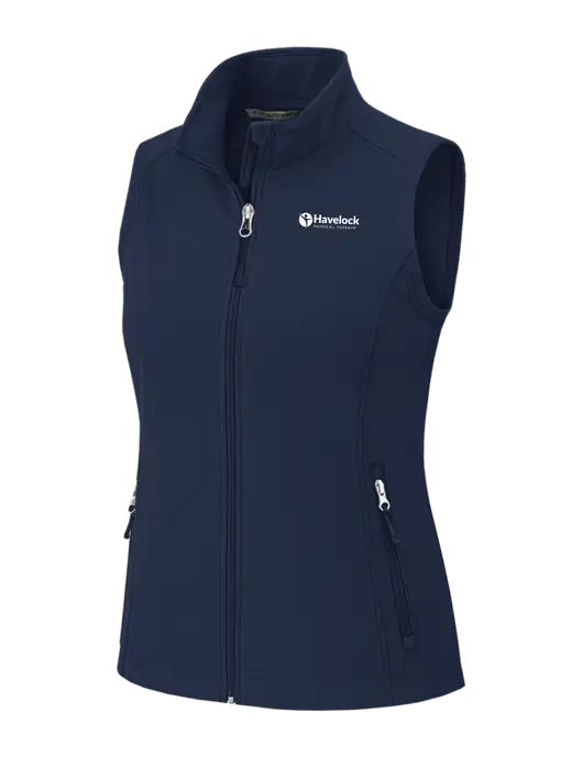 Navy Womens Core Soft Shell Vest w/Havelock Logo