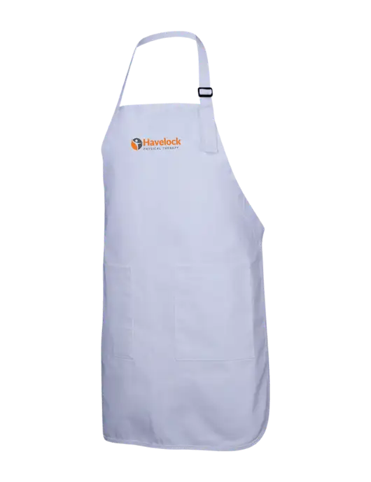 Full-Length White Apron With Pockets w/Havelock Logo
