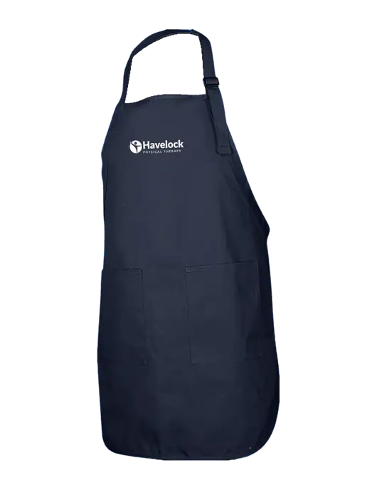 Full-Length Navy Apron With Pockets w/Havelock Logo