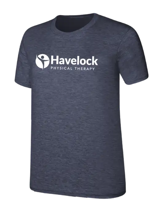 Womens Ring Spun Heather Navy 4.5 oz T-Shirt w/Havelock Logo