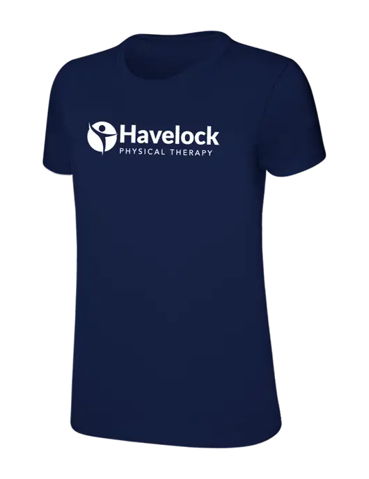 Womens Ring Spun Navy 4.5 oz T-Shirt w/Havelock Logo