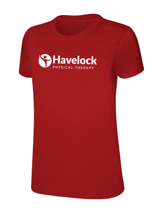 Womens Ring Spun Bright Red 4.5 oz T-Shirt w/Havelock Logo