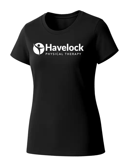 Womens Seriously Soft Black T-Shirt w/Havelock Logo