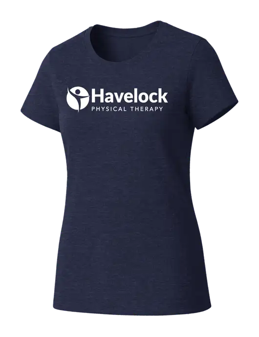 Womens Seriously Soft Heathered Navy T-Shirt w/Havelock Logo