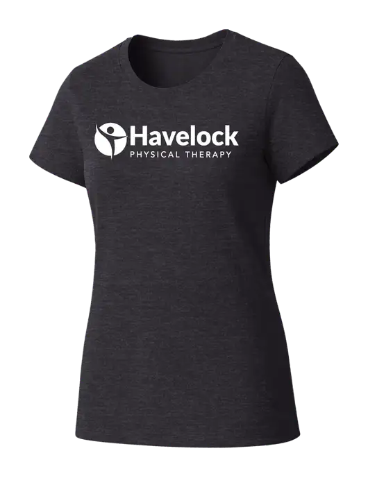 Womens Seriously Soft Heathered Charcoal T-Shirt w/Havelock Logo