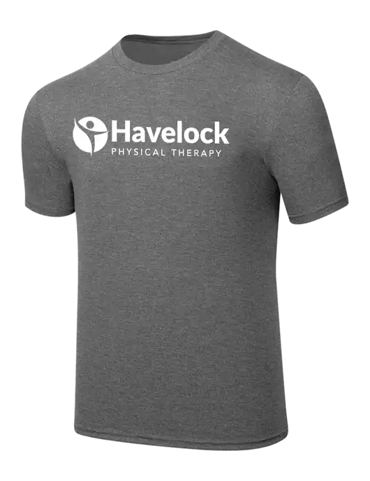 Simply Soft Heathered Medium Grey 4.5oz  Poly/Combed Ring Spun Cotton T-Shirt w/Havelock Logo