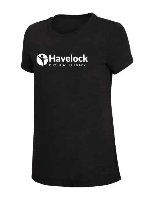 Womens Simply Soft Black 4.5oz Poly/Combed Ring Spun Cotton T-Shirt w/Havelock Logo