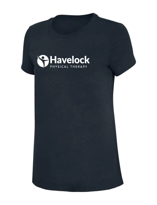 Womens Simply Soft Navy 4.5oz Poly/Combed Ring Spun Cotton T-Shirt w/Havelock Logo