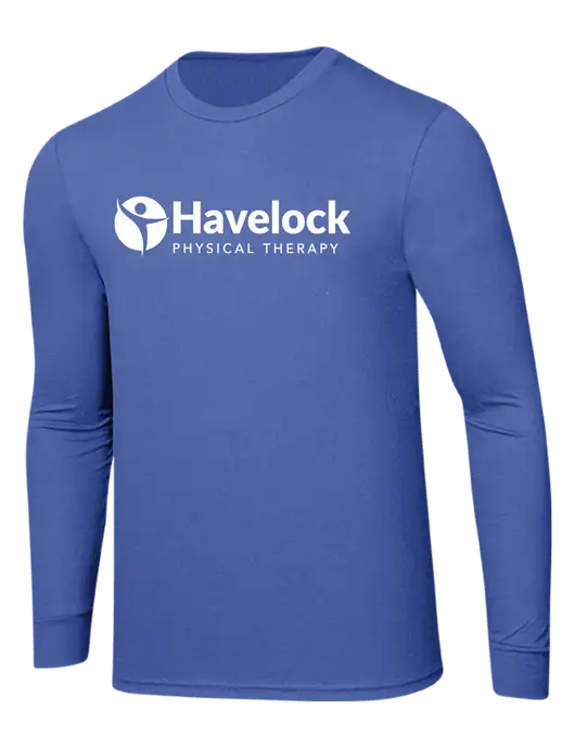 Simply Soft Long Sleeve Royal Frost 4.5 oz, Poly/Combed Ring Spun Cotton T-Shirt w/Havelock Logo