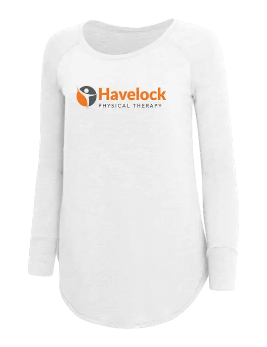 Womens Perfect Wide Collar Tunic Tri-Blend White 4.5 oz T-Shirt w/Havelock Logo