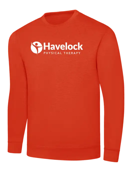 Orange 7.8 oz Ring Spun Crew Sweatshirt w/Havelock Logo