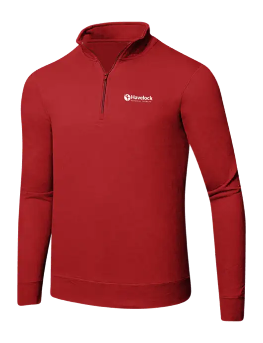Bright Red 8.5 oz Ring Spun 1/4 Zip Pullover Sweatshirt w/Havelock Logo