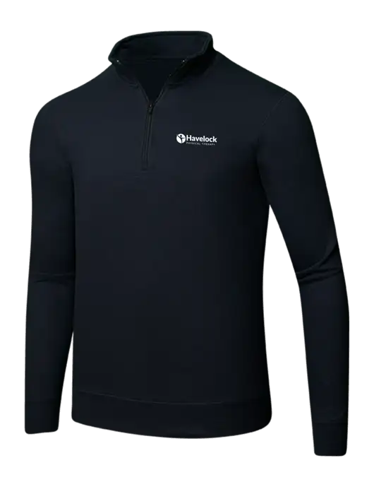 Jet Black 8.5 oz Ring Spun 1/4 Zip Pullover Sweatshirt w/Havelock Logo