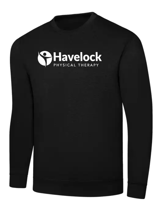 Black 7.8 oz Ring Spun Crew Sweatshirt w/Havelock Logo