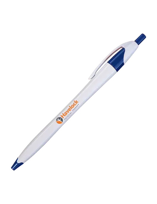 Novella White/Royal Classic Pen - Blue Ink w/Havelock Logo