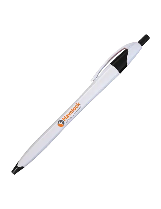 Novella White/Black Classic Pen - Blue Ink w/Havelock Logo