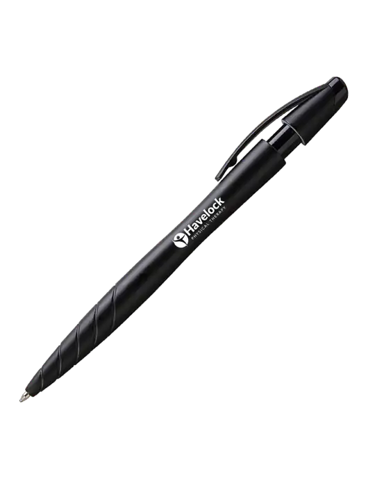 Awali Black Metallic Pen - Black Ink w/Havelock Logo