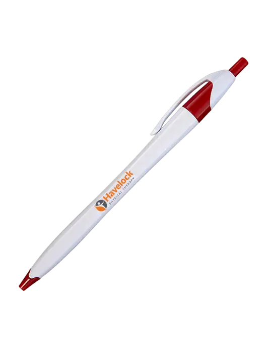 Novella White/Red Classic Pen - Blue Ink w/Havelock Logo