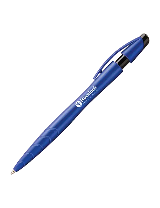 Awali Blue Metallic Pen - Black Ink w/Havelock Logo