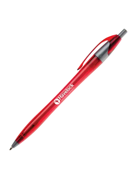 Novella Translucent Red/Silver Jewel Pen - Blue Ink w/Havelock Logo