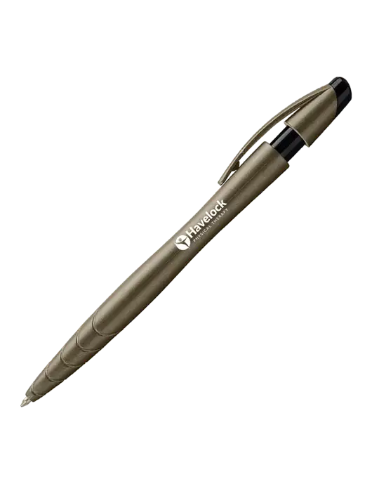 Awali Grey Metallic Pen - Black Ink w/Havelock Logo