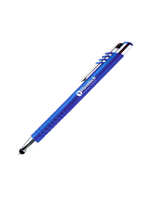 Schirhart Blue Stylus Pen - Blue Ink w/Havelock Logo