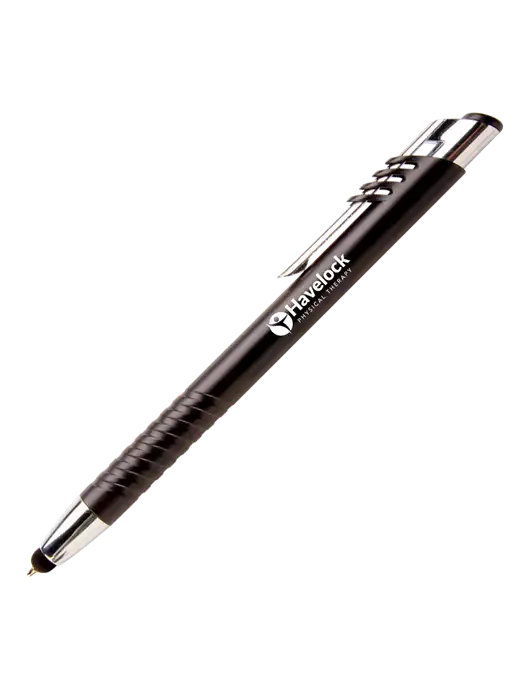 Schirhart Black Stylus Pen - Blue Ink w/Havelock Logo