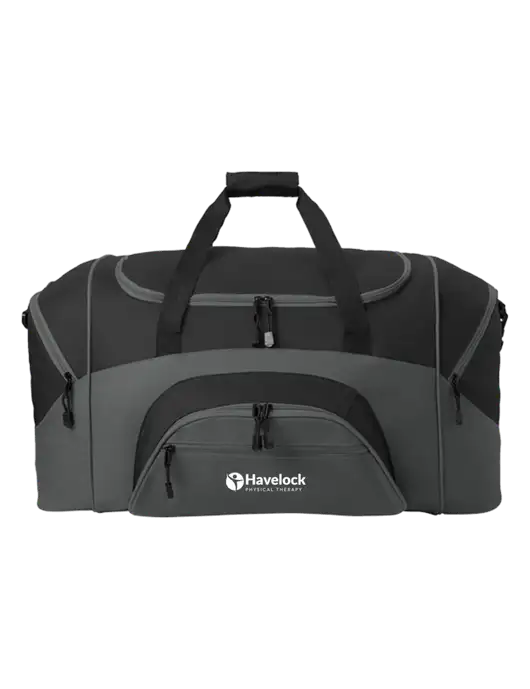 Standard Colorblock Black/Dark Grey Sport Duffel w/Havelock Logo