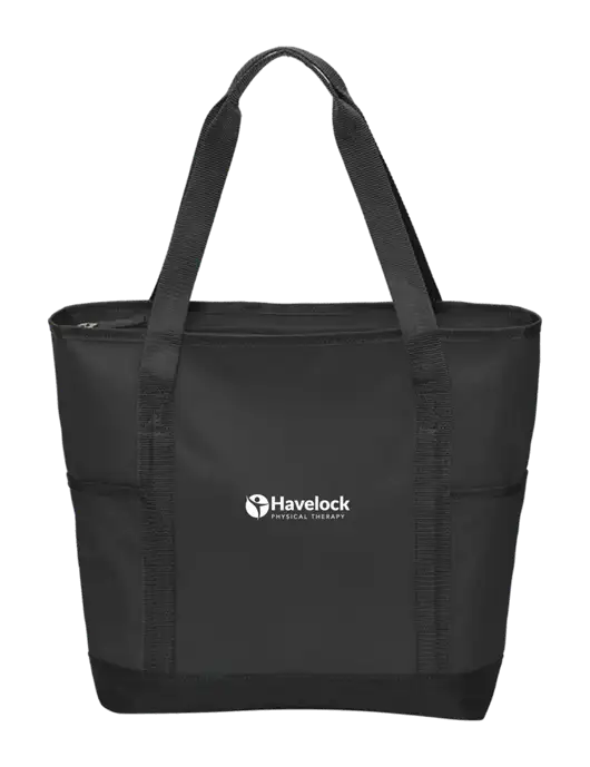 On the Go Black/Black Tote w/Havelock Logo