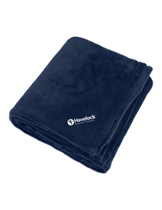 Oversized Deep Navy Ultra Plush Blanket w/Havelock Logo