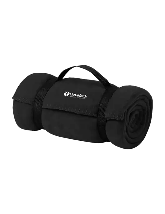 Casual Black Fleece Blanket With Strap w/Havelock Logo