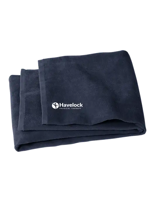Navy Beach Towel w/Havelock Logo