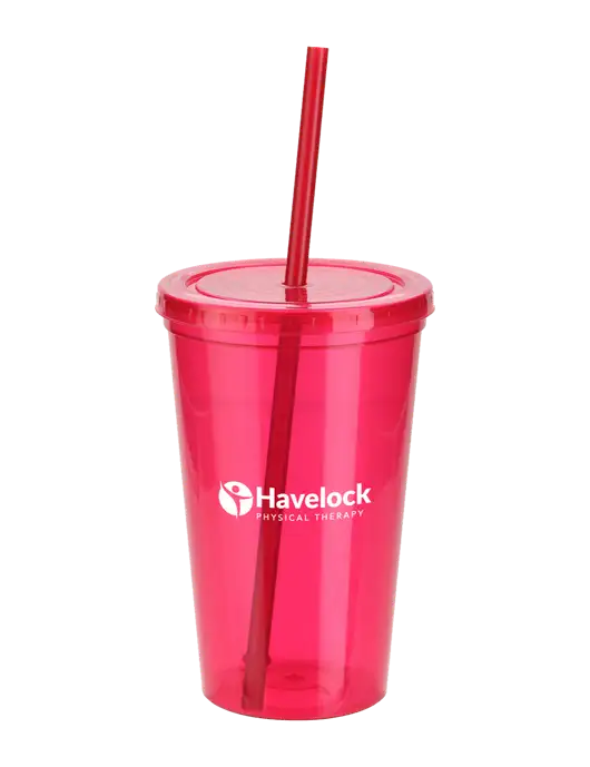 Sorrento Red 16 oz Tumbler with Lid & Straw w/Havelock Logo