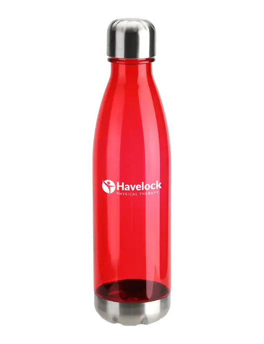 Bayside Tritan Red 25 oz Bottle with Stainless Base and Cap w/Havelock Logo